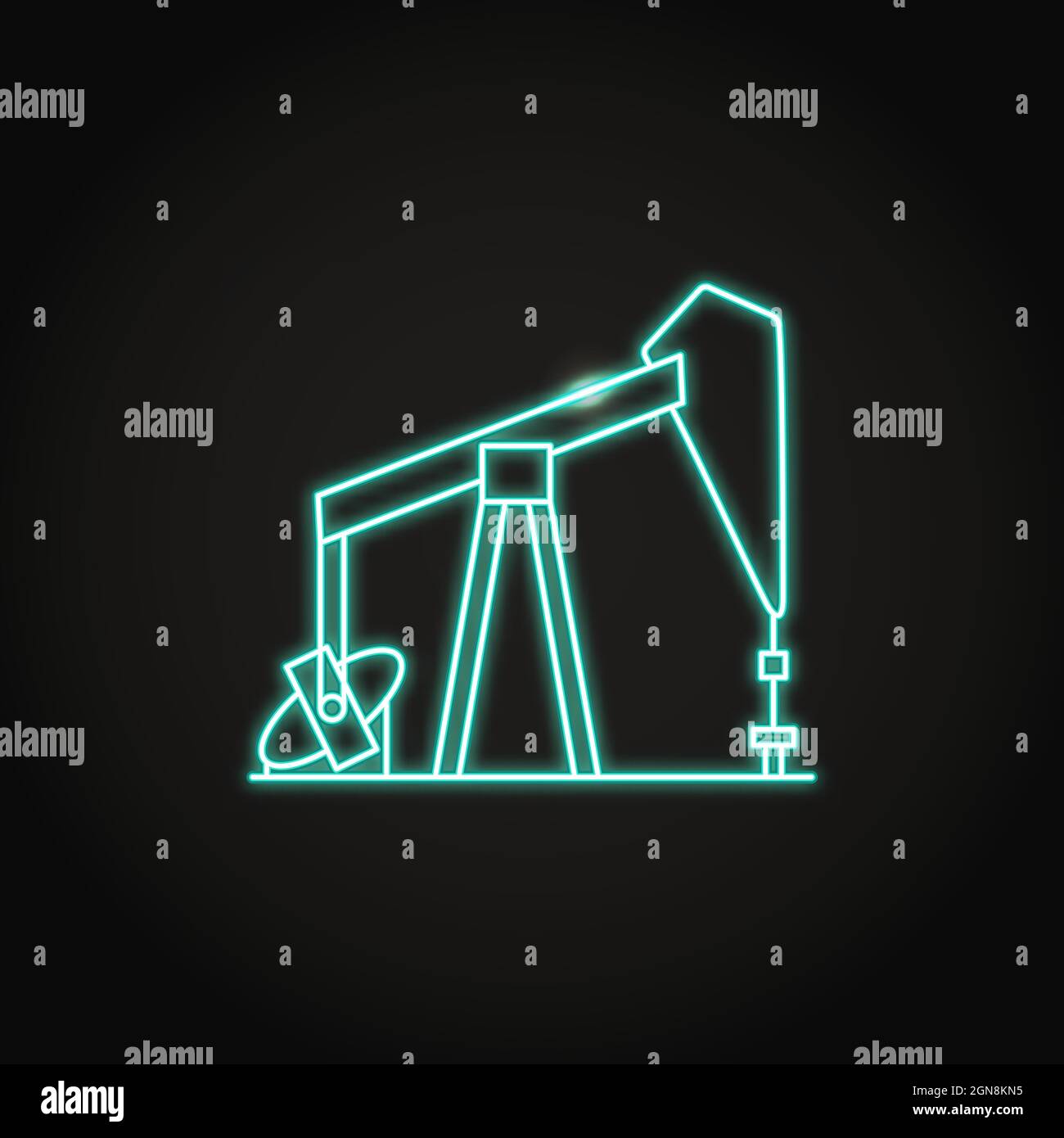 Neon-Öl-Rig-Ikone im Line-Stil. Symbol für die Ölproduktion. Vektorgrafik. Stock Vektor