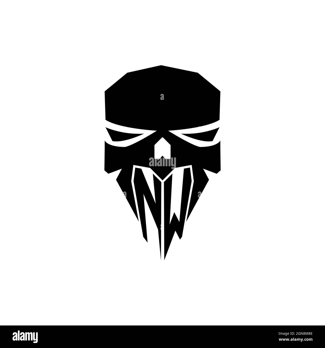 NW Initial eSport Gaming-Logo. Moderner Kopf Skull Form Vorlage Vektor-Logo Stock Vektor
