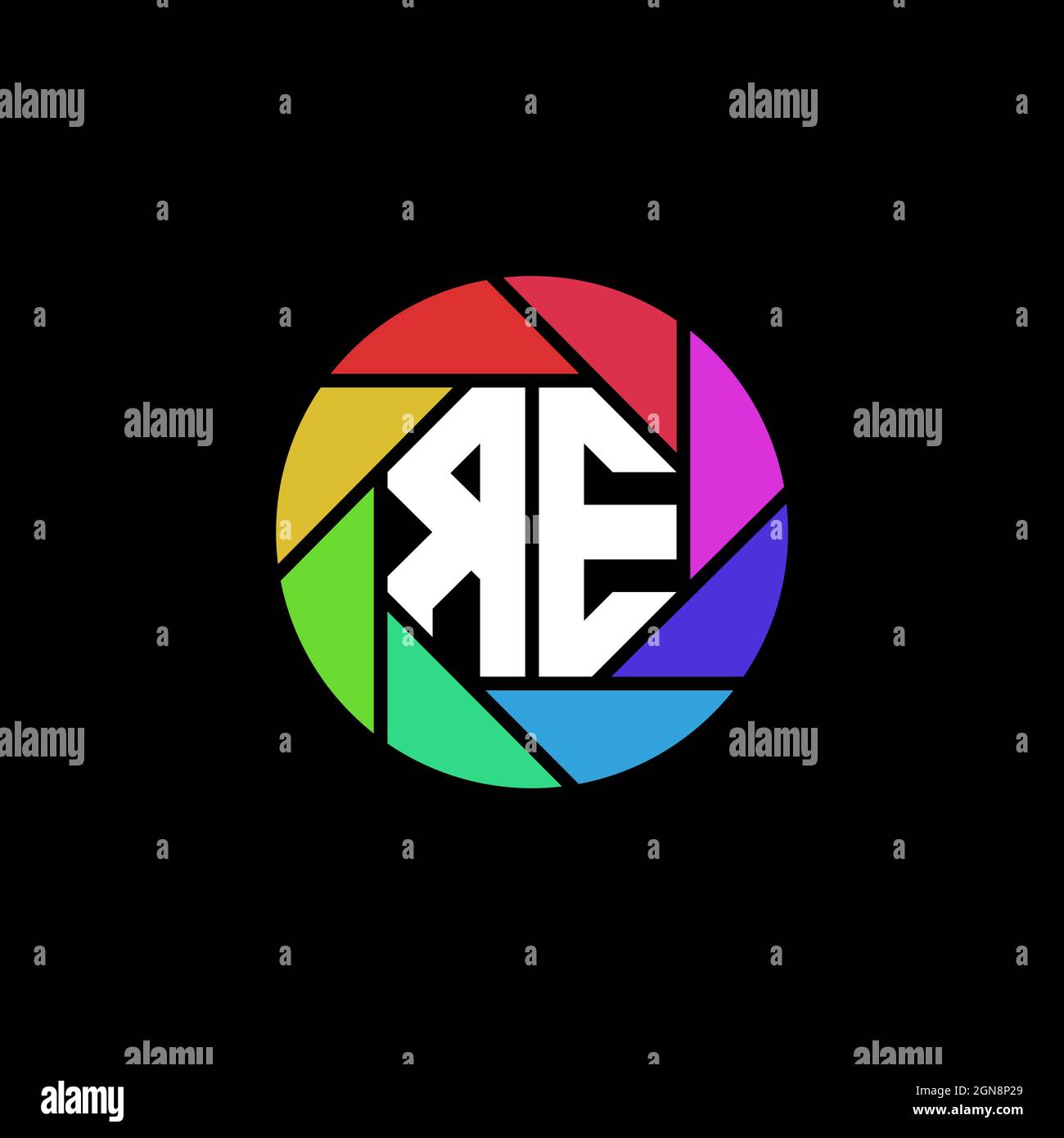 RE Initial eSport Gaming-Logo. Moderner Kopf Skull Form Vorlage Vektor-Logo Stock Vektor