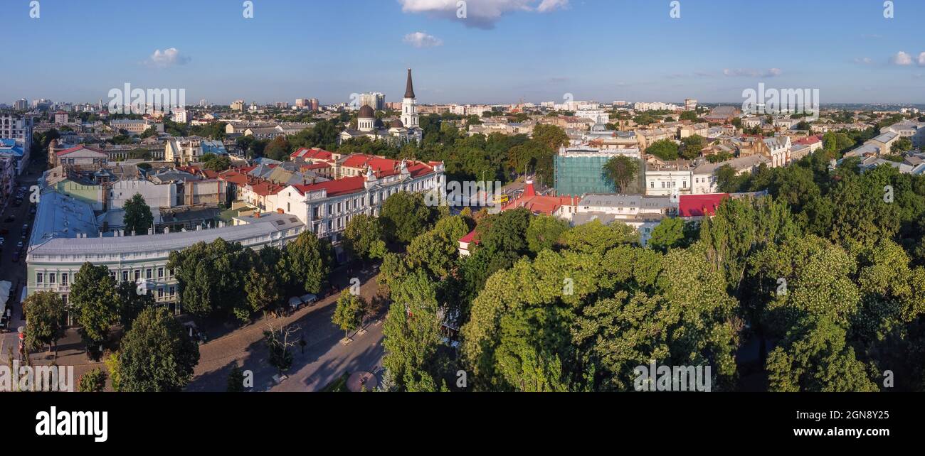 odessa ukraine deribasowskaya Straße Drohne Ansicht Stockfoto