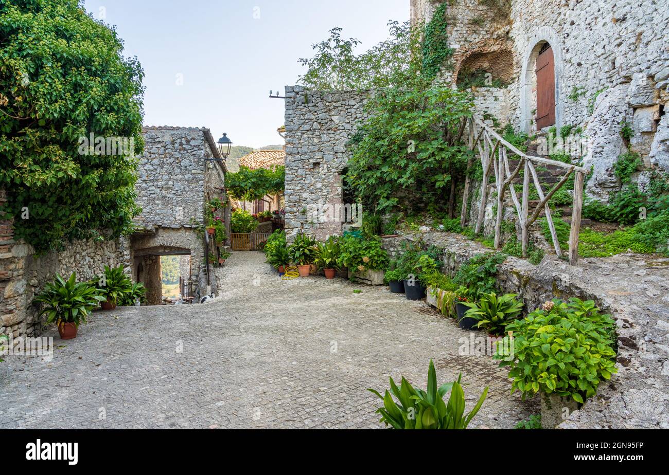 Landschaftlich schöner Anblick in Ciciliano, schöne kleine Stadt in der Provinz Rom, Latium, Italien. Stockfoto