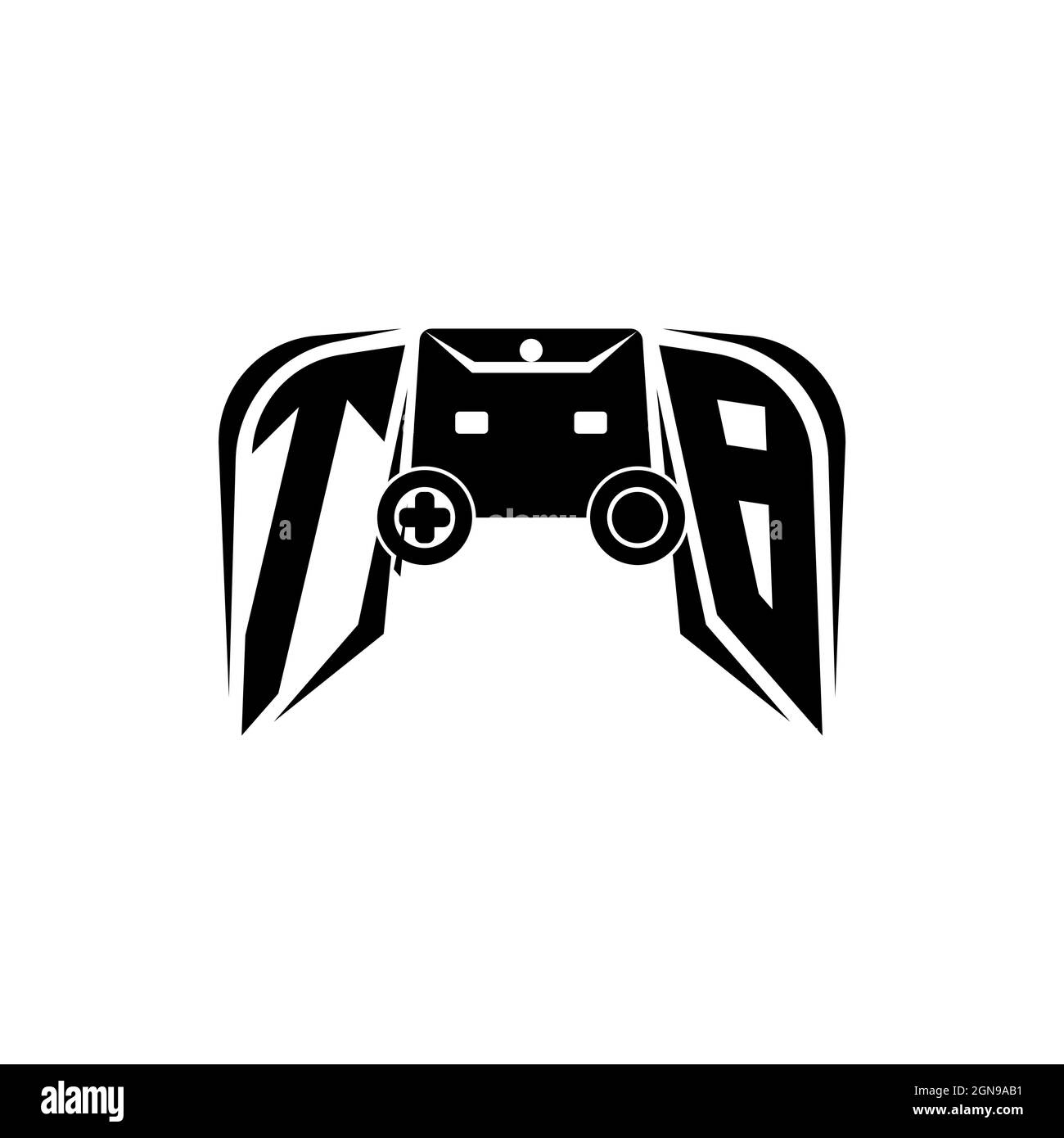 TB-Logo für anfängliche eSport-Spiele. Spielekonsole Form Stil Vektor-Vorlage Stock Vektor