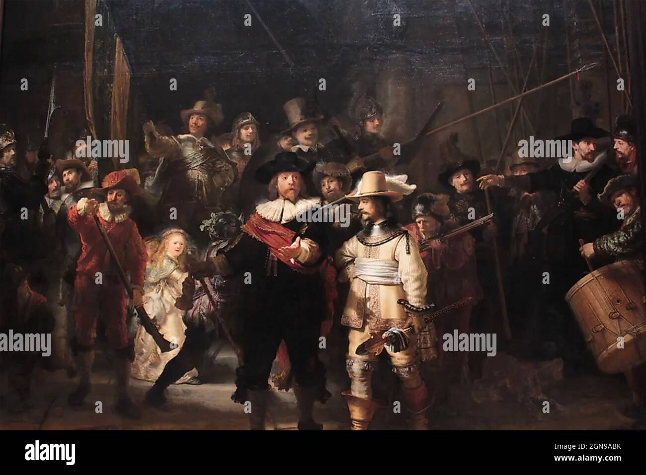 DIE NACHTWACHE 1642 Gemälde von Rembrandt van Rijn (1606-1669) im Rijksmuseum, Amsterdam. Stockfoto