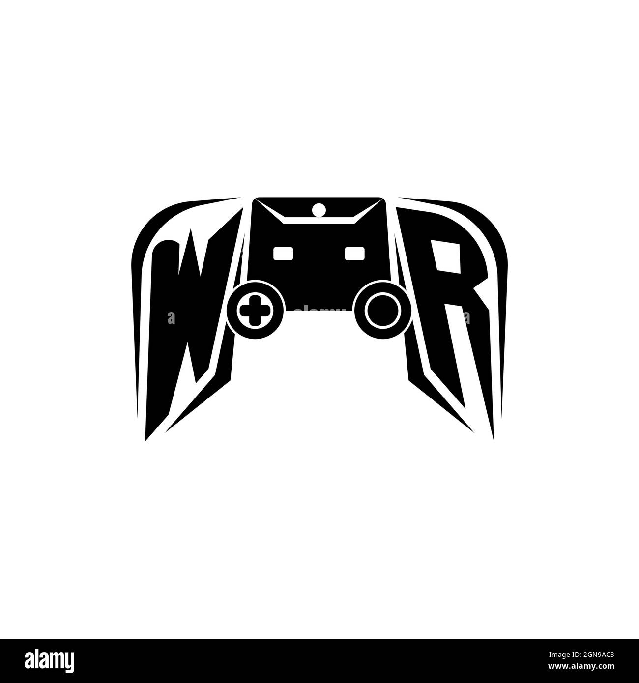 Das anfängliche Logo von WR für eSport-Spiele. Spielekonsole Form Stil Vektor-Vorlage Stock Vektor
