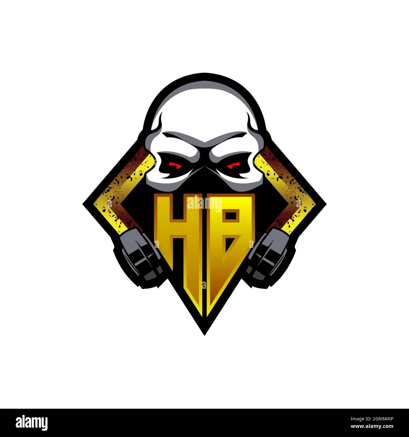 QK Initial eSport Gaming-Logo. Spielekonsole Form Stil Vektor-Vorlage Stock Vektor