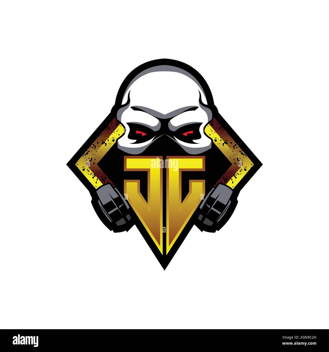 JJ Logo Monogramm mit Skull Shape Designs Vorlage Vektor-Symbol modern Stock Vektor