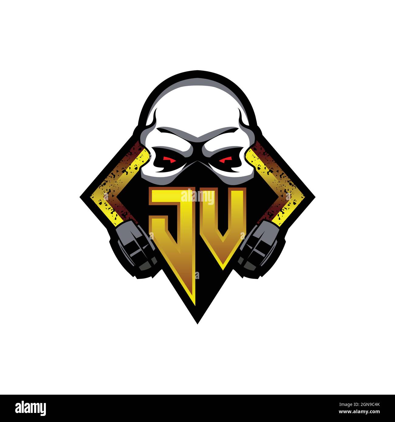 JV Logo Monogramm mit Skull Shape Designs Vorlage Vektor-Symbol modern Stock Vektor