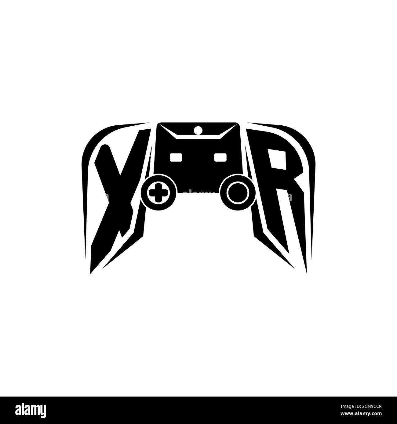 XR Initial eSport Gaming-Logo. Spielekonsole Form Stil Vektor-Vorlage Stock Vektor
