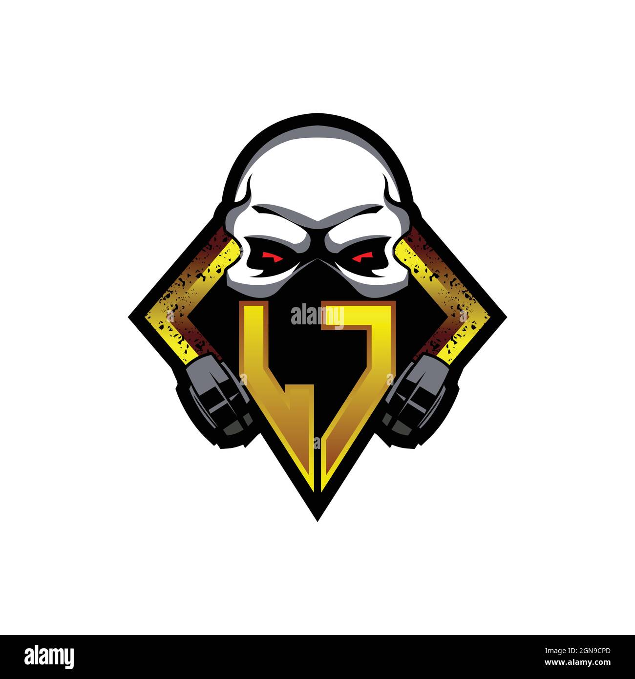 LC Logo Monogramm mit Skull Shape Designs Vorlage Vektor-Symbol modern Stock Vektor