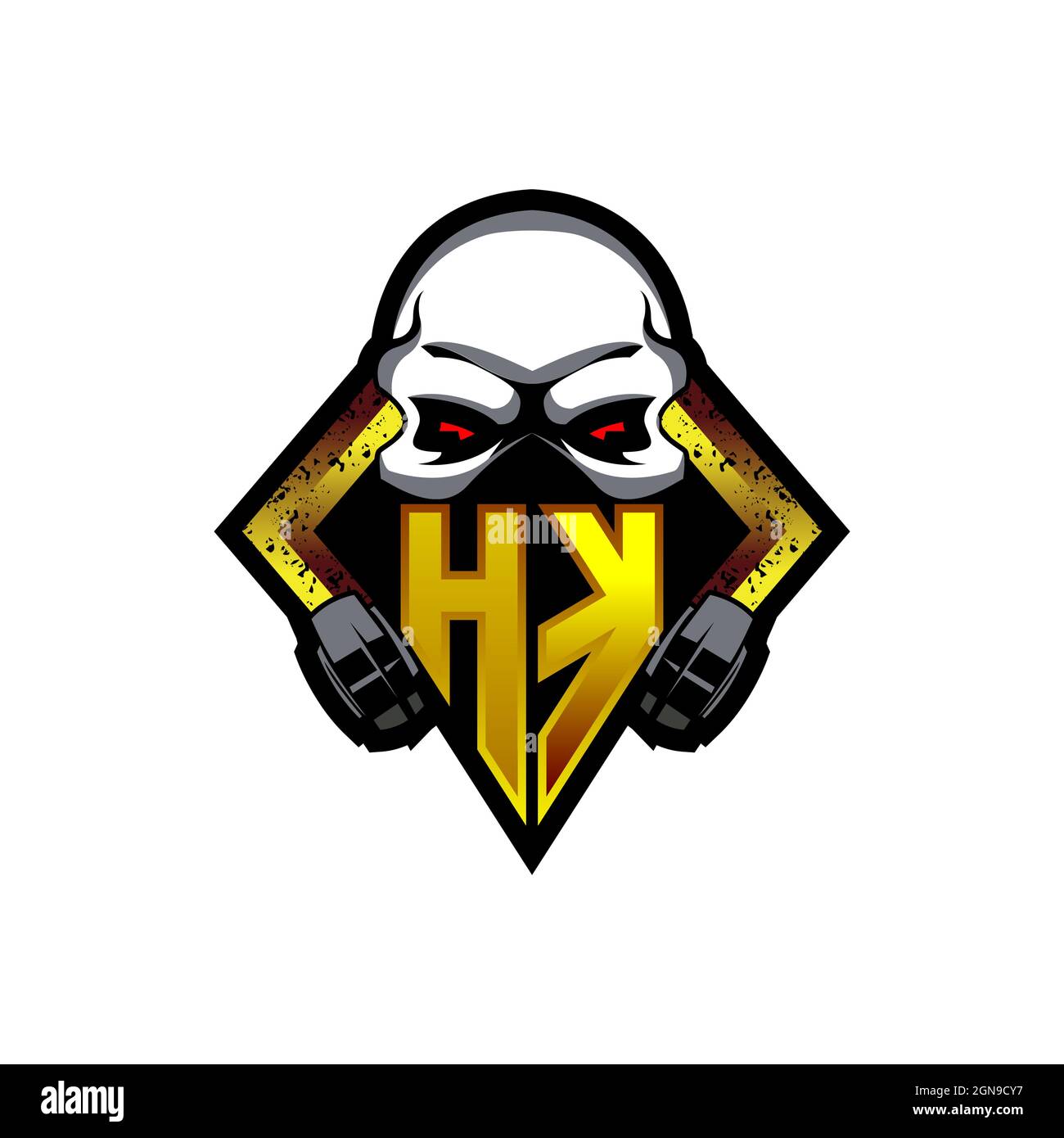 HK Logo Monogramm mit Skull Form Designs Vorlage Vektor-Symbol modern Stock Vektor