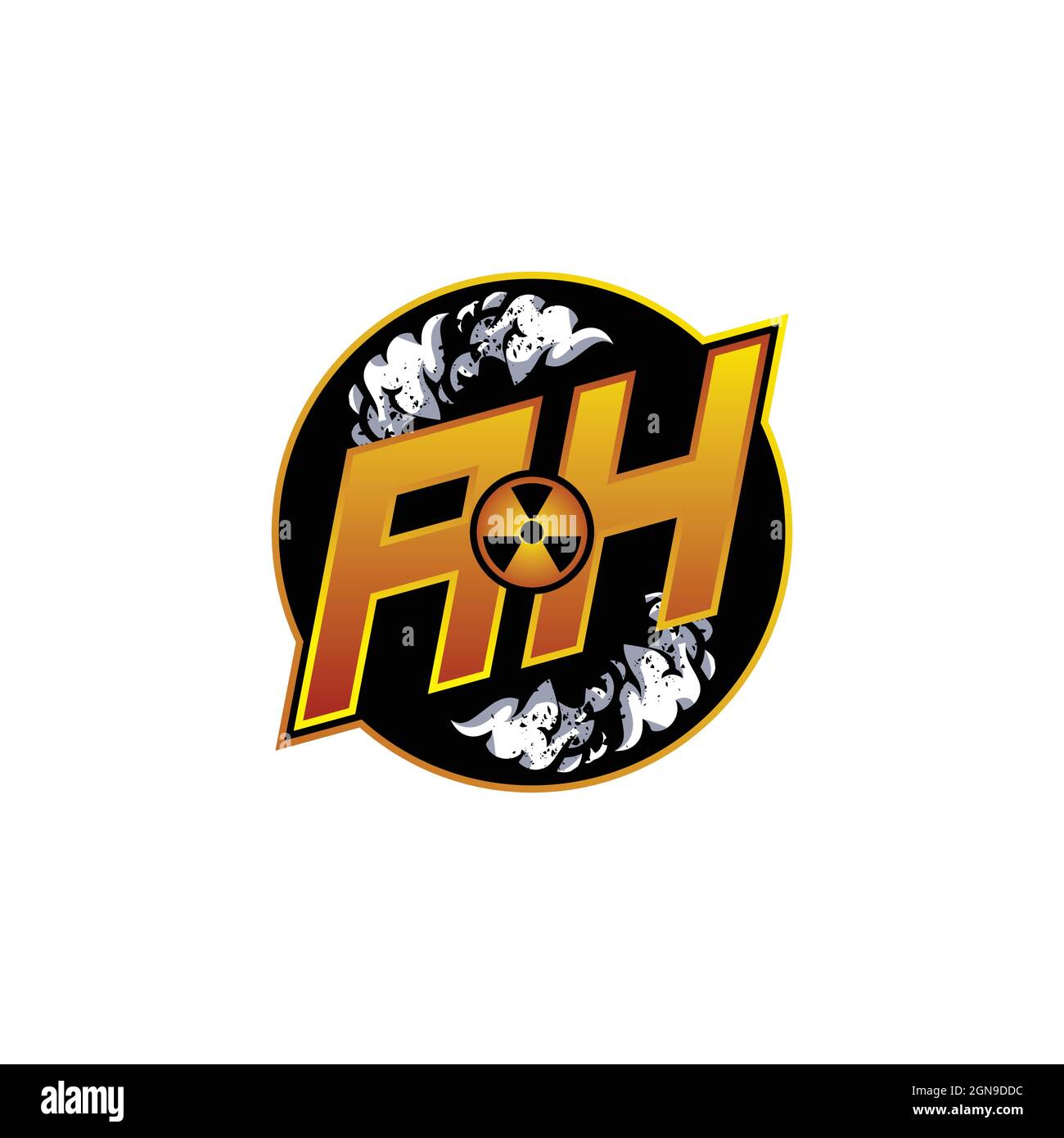 Erstes AH-Logo-Design, erstes AH-Logo-Design mit Gasmasken-Stil, Logo für Spiele, eSport, Community oder Unternehmen. Stock Vektor