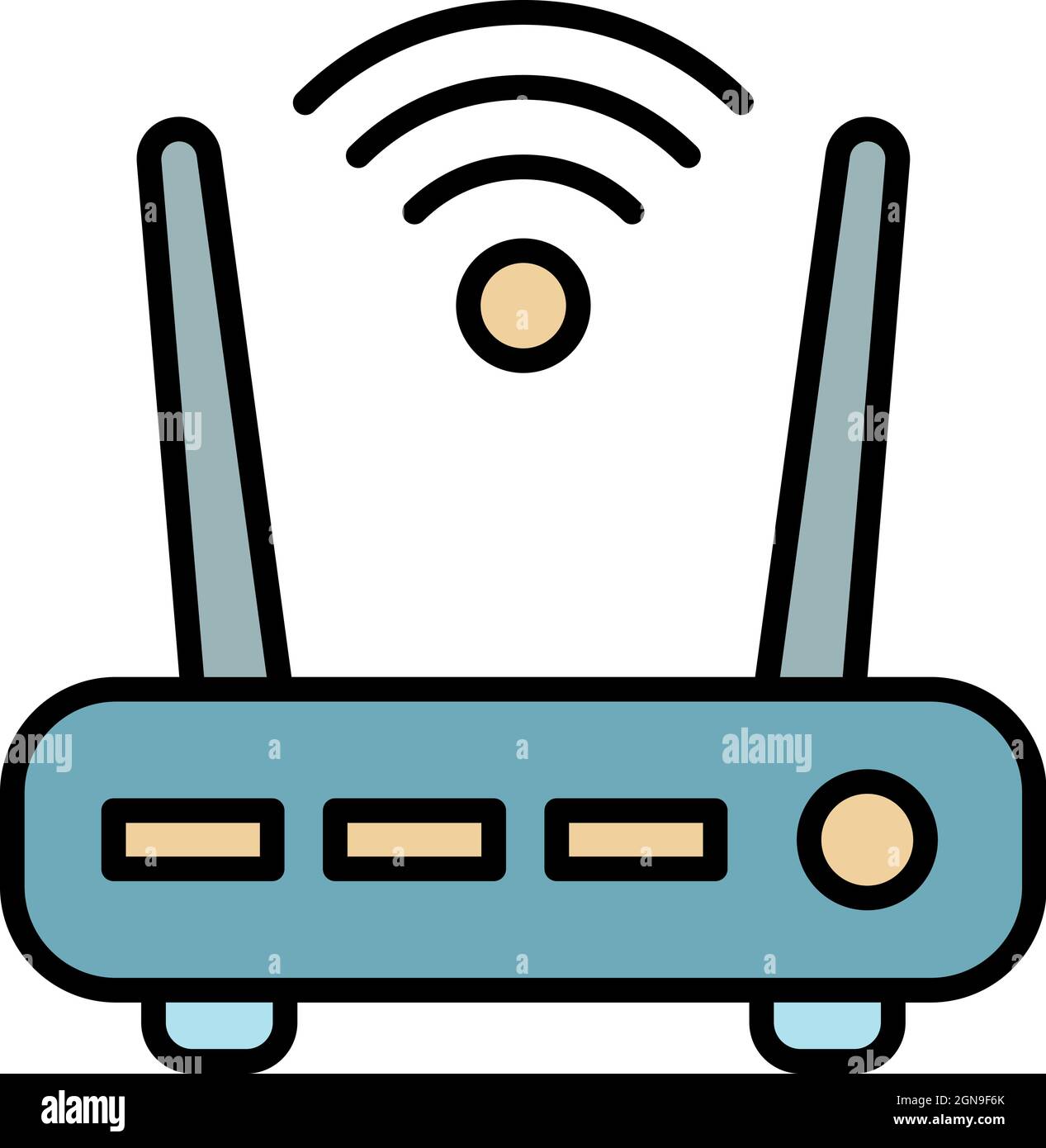Symbol für den WLAN-Router für die Sicherheit. Umriss Sicherheit WiFi Router Vektor Symbol Farbe flach isoliert Stock Vektor