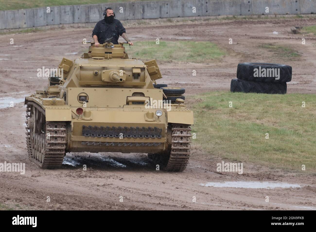 Ein deutscher Panzer III. Weltkrieg während einer Demonstration im Bovington Tank Museum, Dorset, Großbritannien Stockfoto