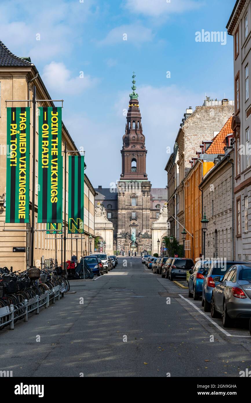 Schloss Christiansborg, Sitz der drei Mächte des Königreichs Dänemark. Kopenhagen, Dänemark, Stockfoto