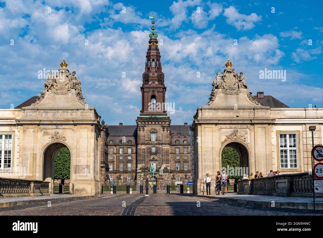Schloss Christiansborg, Sitz der drei Mächte des Königreichs Dänemark. Kopenhagen, Dänemark, Stockfoto
