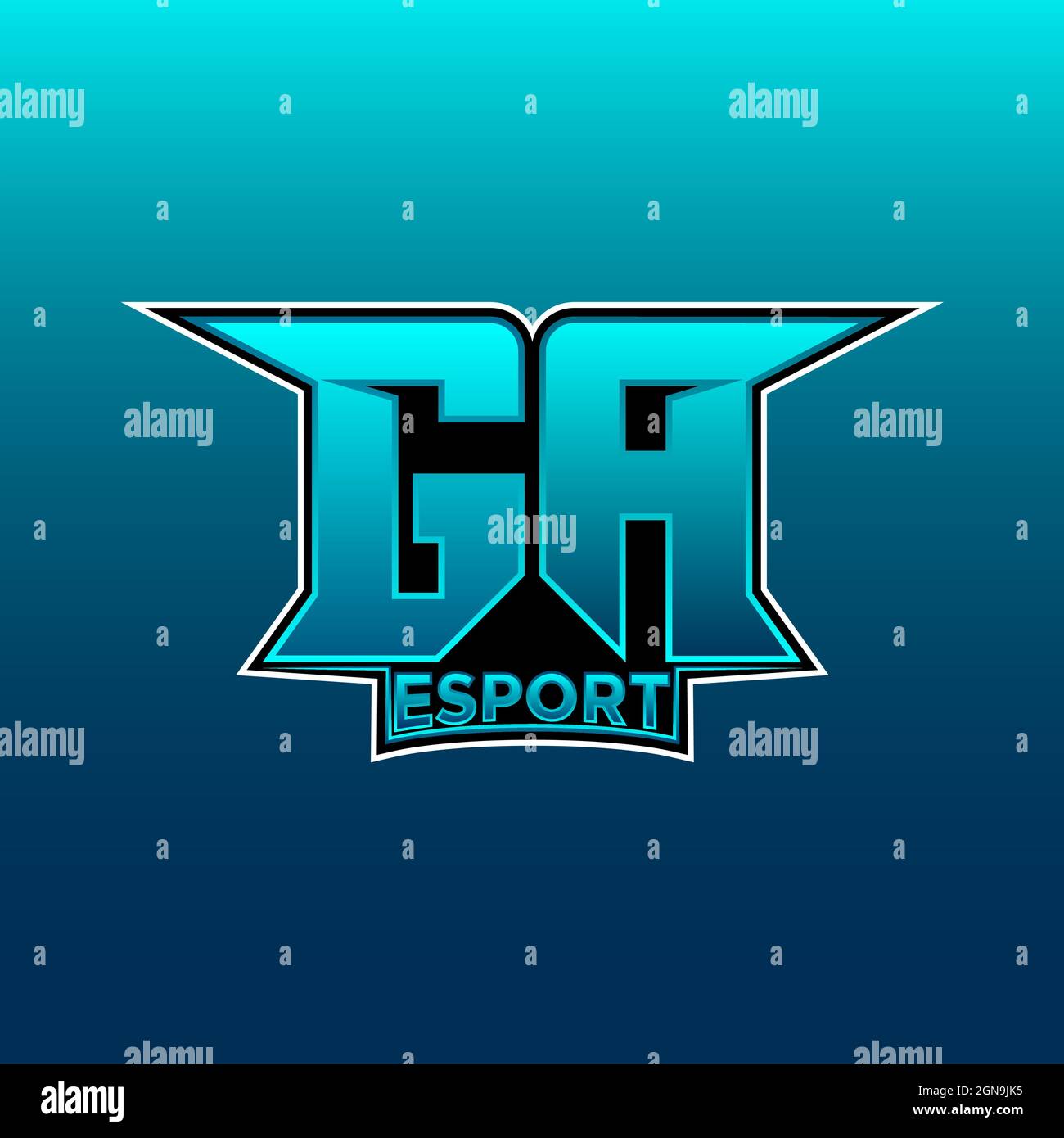 GA Logo eSport Gaming Initial mit Blue Light Color Design-Vektor-Vorlage Stock Vektor