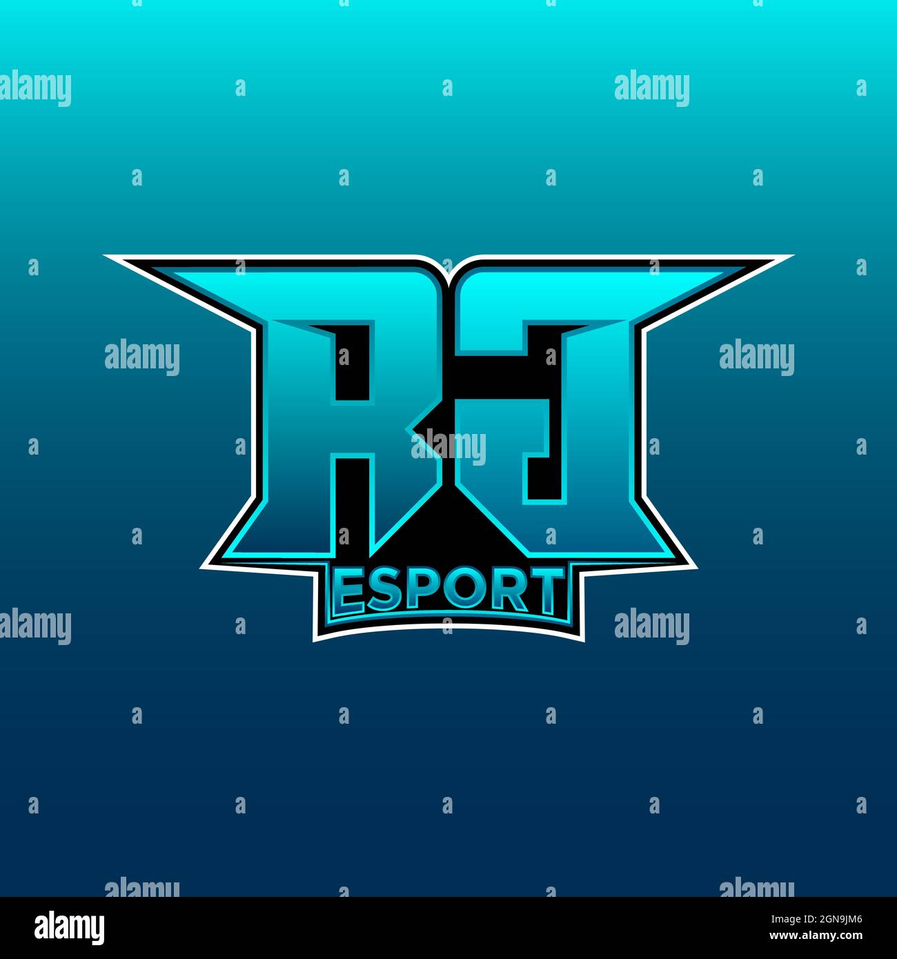 RG Logo eSport Gaming Initial mit Blue Light Color Design-Vektor-Vorlage Stock Vektor