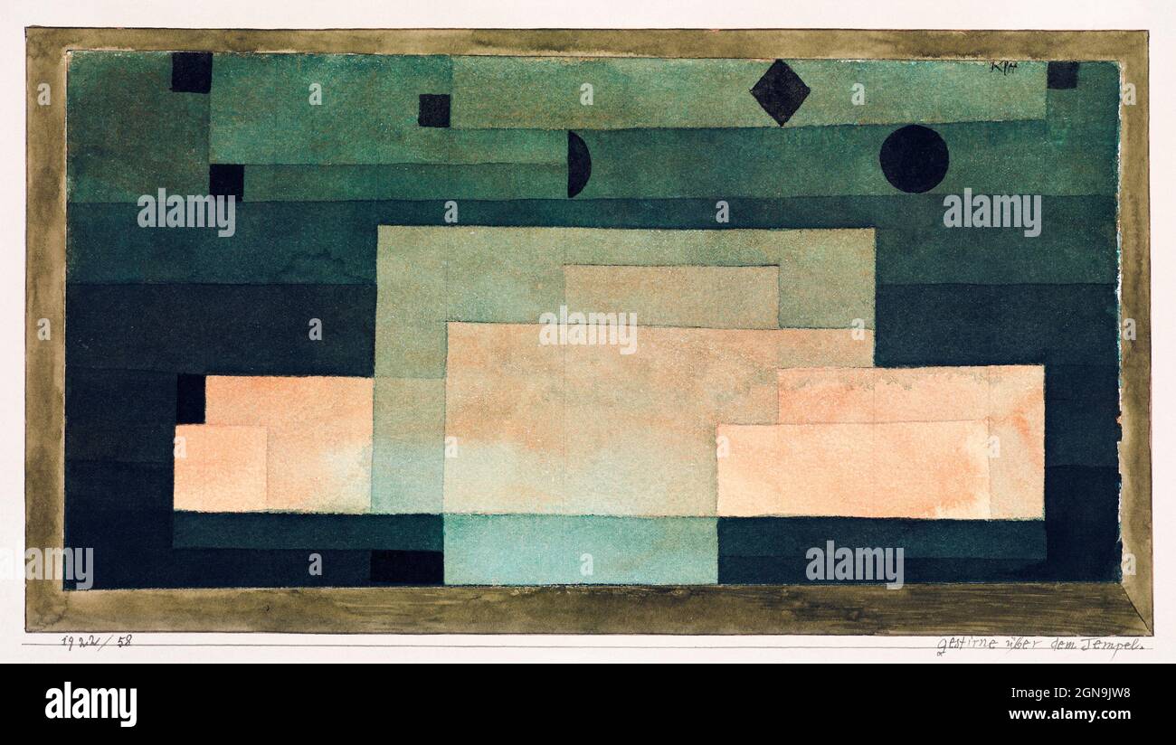 Das Firmament über dem Tempel (1922) von Paul Klee. Stockfoto