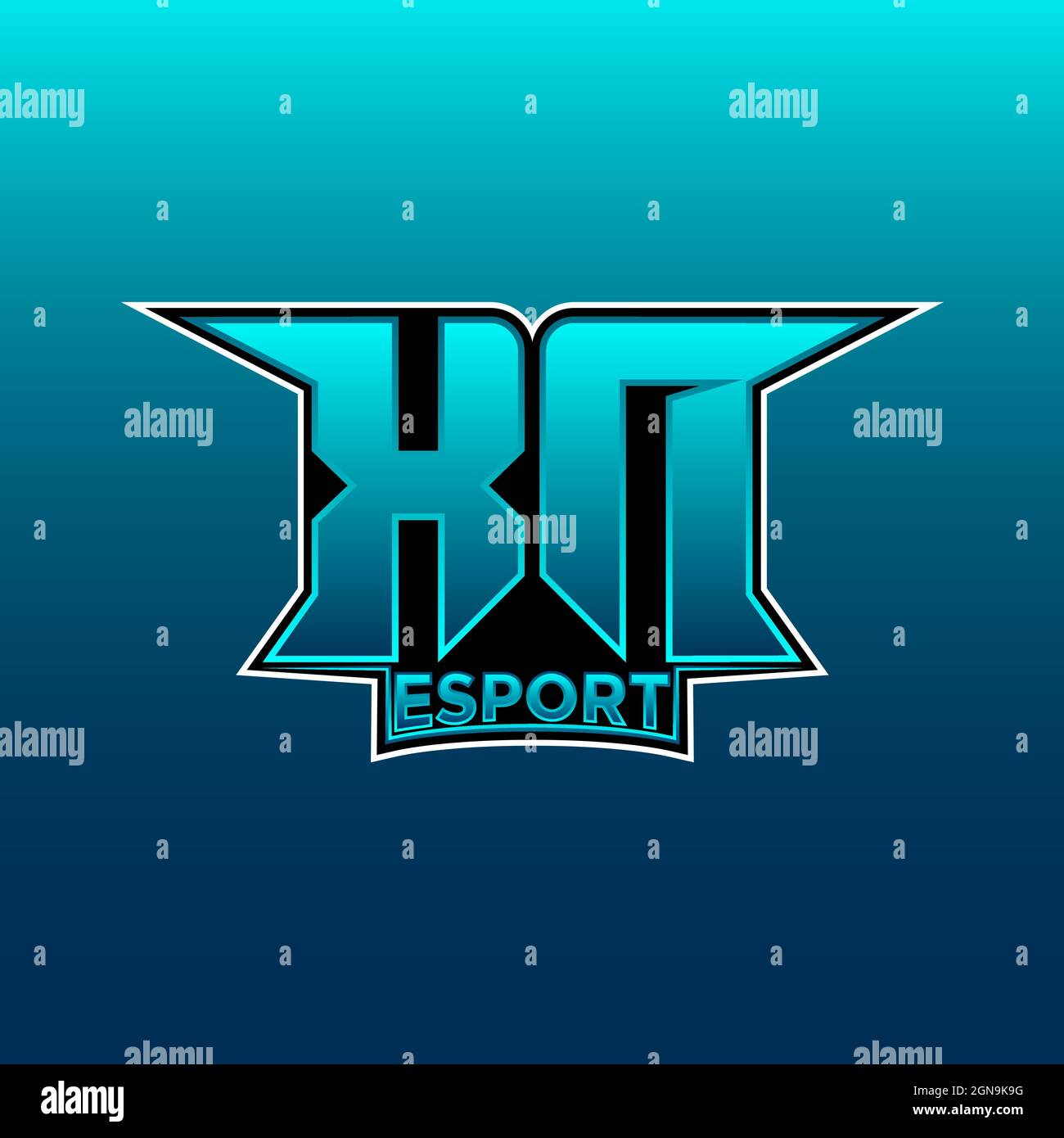 XN Logo eSport Gaming Initial mit Blue Light Color Design-Vektor-Vorlage Stock Vektor