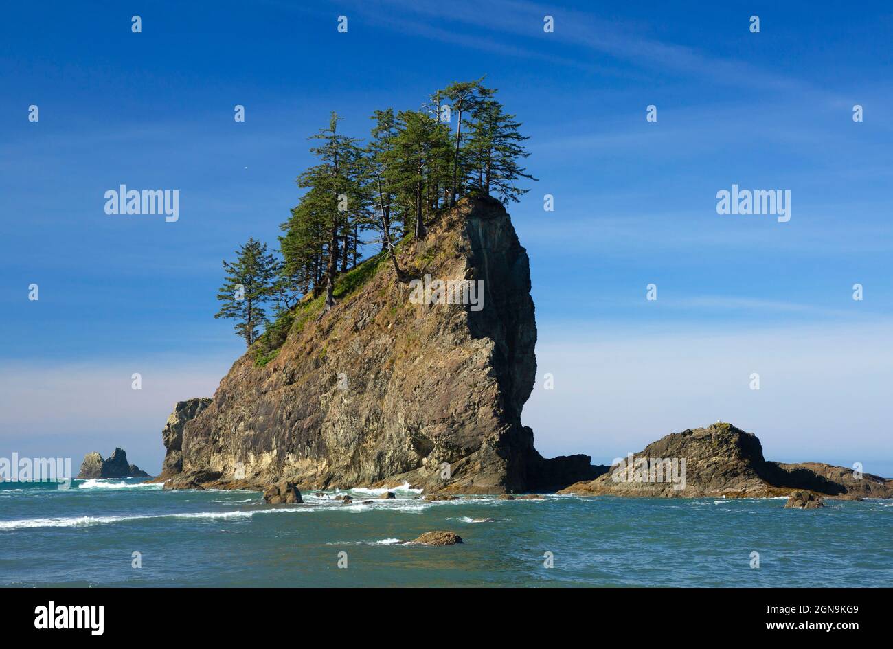 Seastack von Second Beach, Olympic National Park, Washington Stockfoto