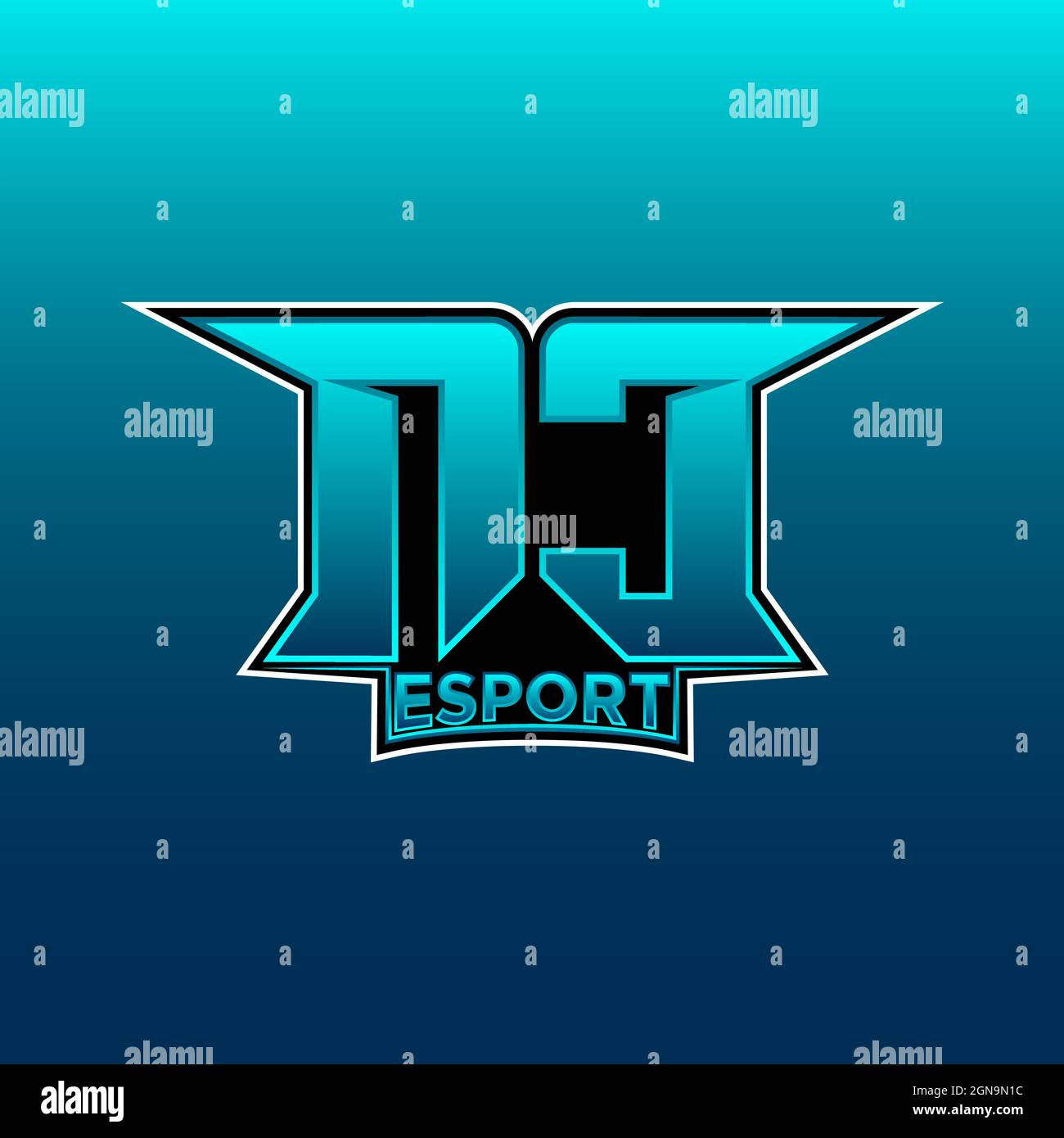 NC Logo eSport Gaming Initial mit Blue Light Color Design-Vektor-Vorlage Stock Vektor