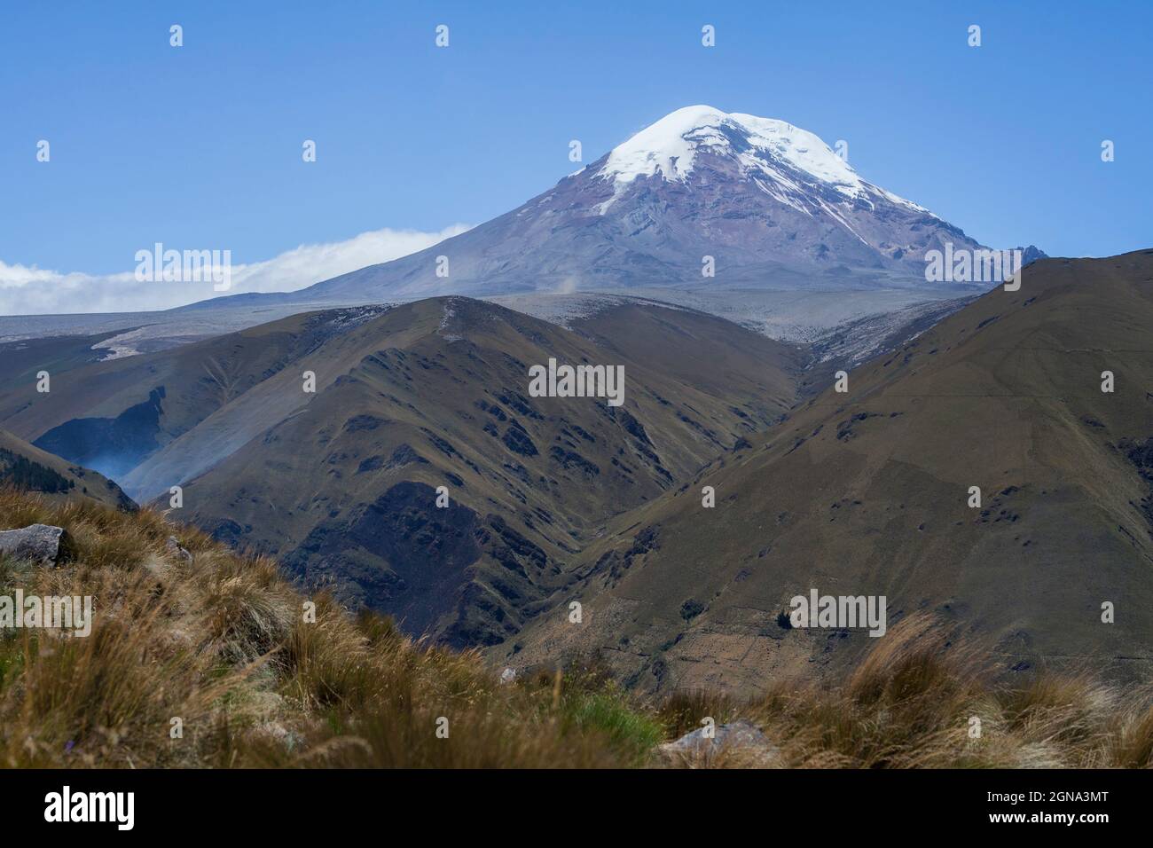 Nahaufnahme des Schneegipfens, des Chimborazo, ecuadors, der anden und der andenberge Stockfoto