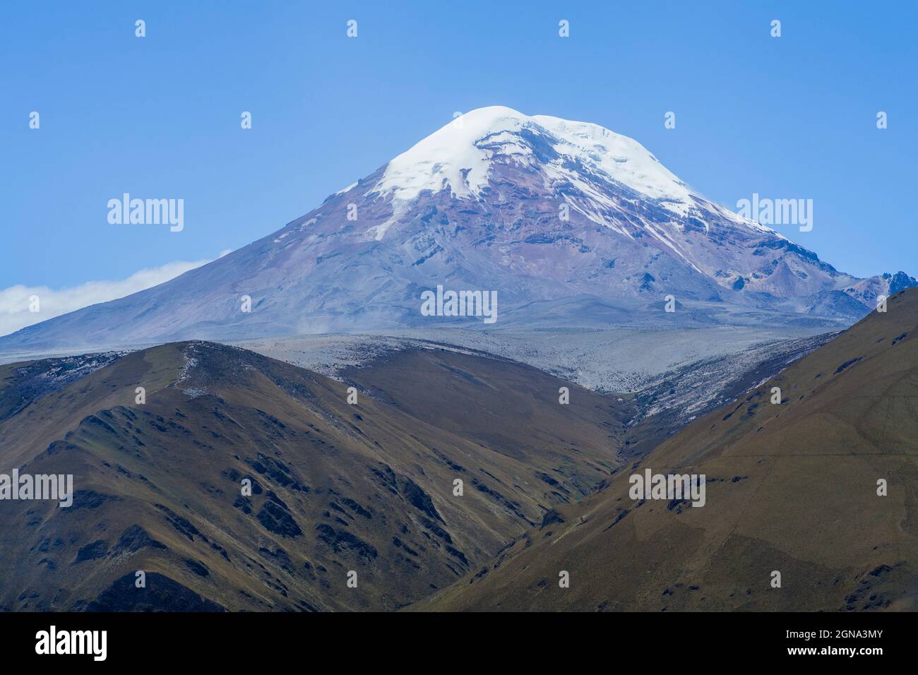 Nahaufnahme des Schneegipfens, des Chimborazo, ecuadors, der anden und der andenberge Stockfoto