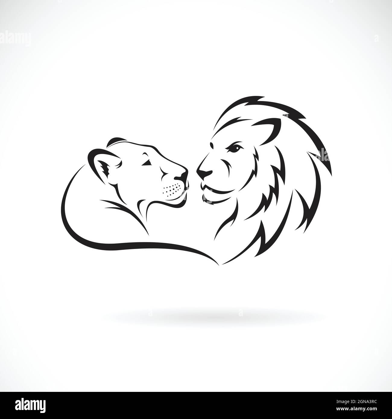 Männliches Löwen- und weibliches Löwen-Design auf weißem Hintergrund. Wilde Tiere. Lion-Logo oder -Symbol. Leicht editierbare Vektorgrafik mit Ebenen. Stock Vektor