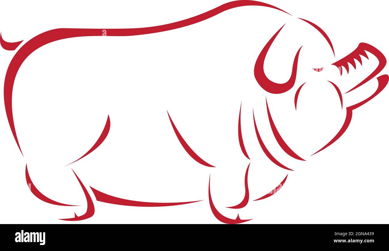 Vektorbild eines Schweins auf weißem Hintergrund. Leicht editierbare Vektorgrafik mit Ebenen. Nutztier. Stock Vektor