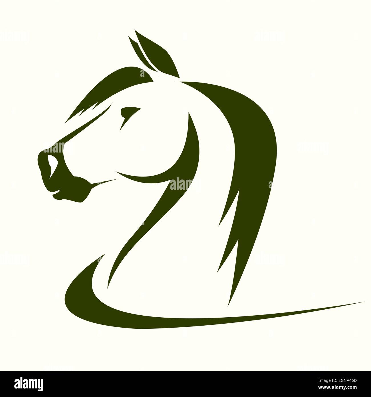 Vektor Kopf des Pferdes auf einem weißen Hintergrund. Leicht editierbare Vektorgrafik mit Ebenen. Wilde Tiere. Nutztier. Stock Vektor