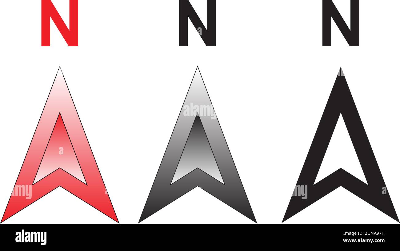 Pfeil Kompass Symbol Vektor Logo Vorlage. Richtung Norden Stock Vektor