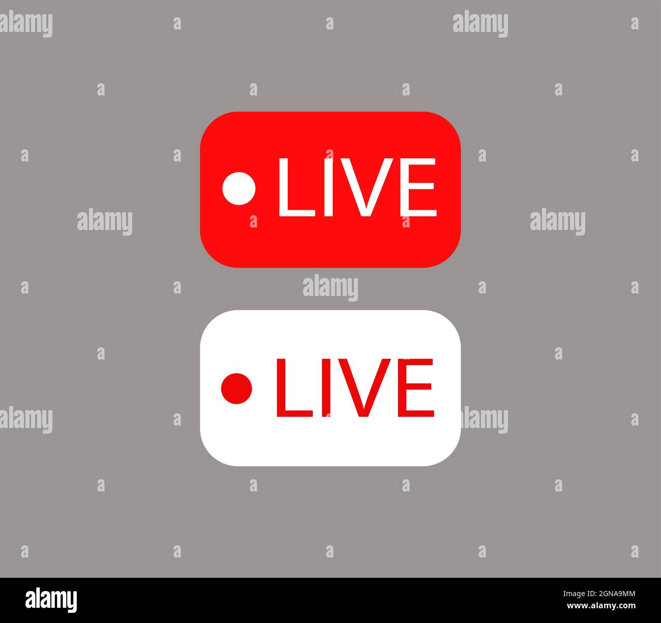 Rotes und weißes Live-Symbol, Live-Symbol Stock Vektor