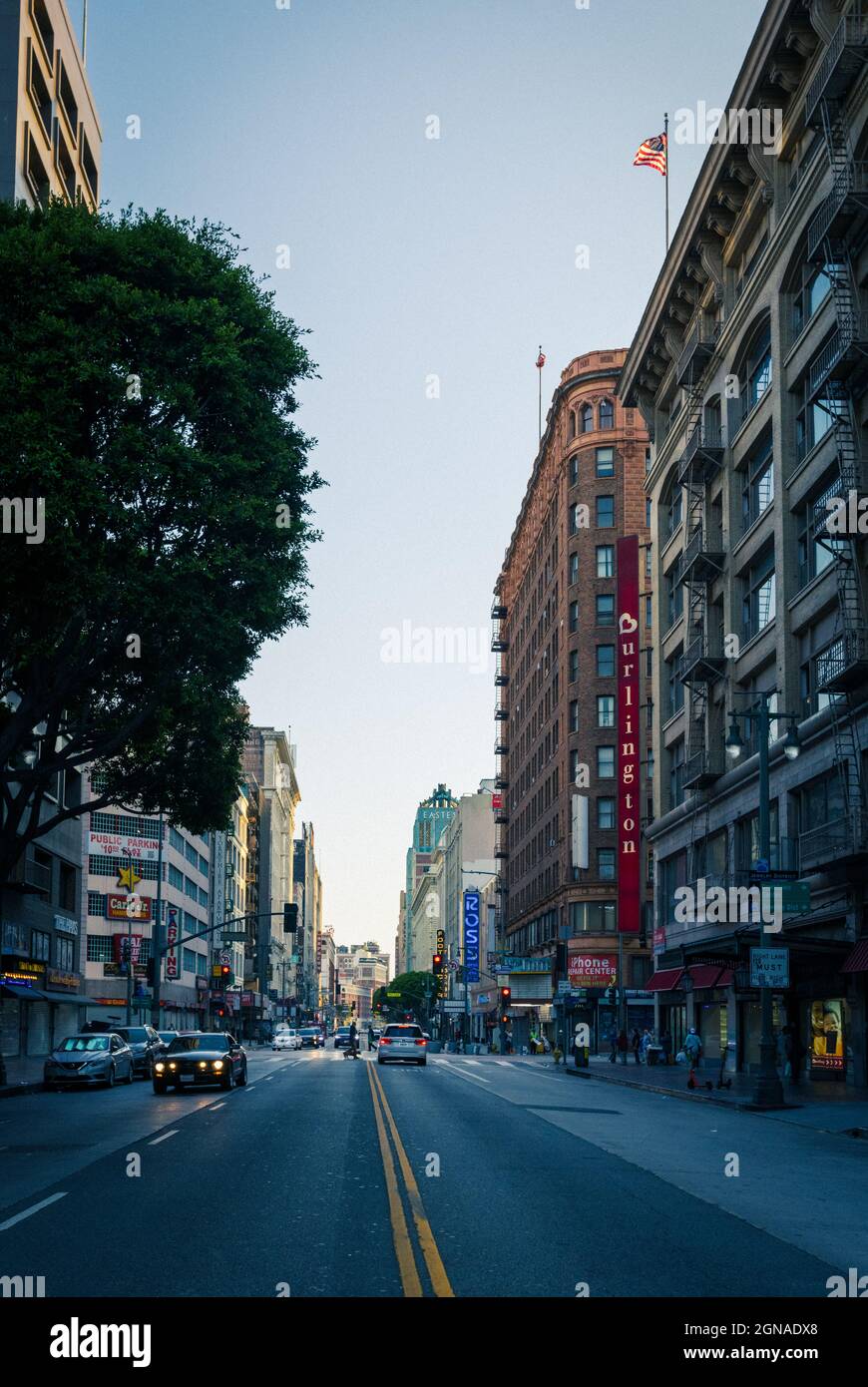 Blick auf die Straße in Downtown LA Stockfoto