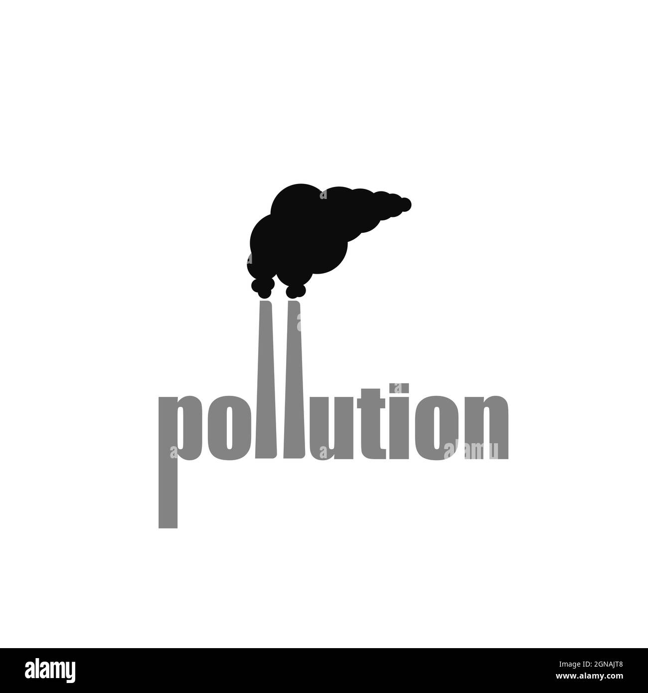 Verschmutzungslogo isoliert auf weißem Hintergrund, kreatives Logo auf Luftverschmutzung Stock Vektor