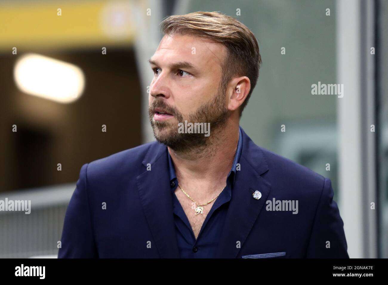 Paolo Zanetti, Cheftrainer des FC Venezia, schaut während des Serie-A-Spiels zwischen dem AC Mailand und dem FC Venezia am 22 2021. September im Stadio Giuseppe Meazza in Mailand, Italien, nach. Stockfoto