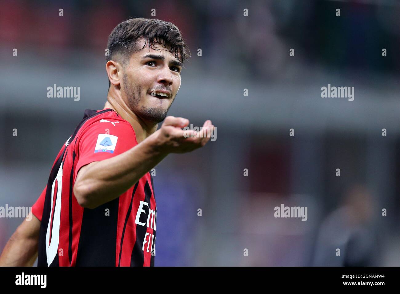 Brahim Diaz vom AC Mailand feiert am 22 2021. September im Stadio