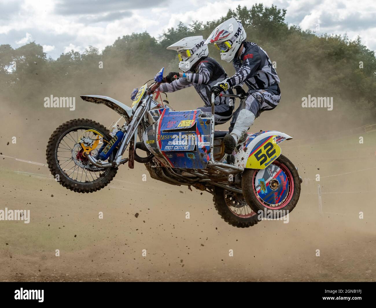Seitenwagen beim Wakes Colne Motocross Stockfoto
