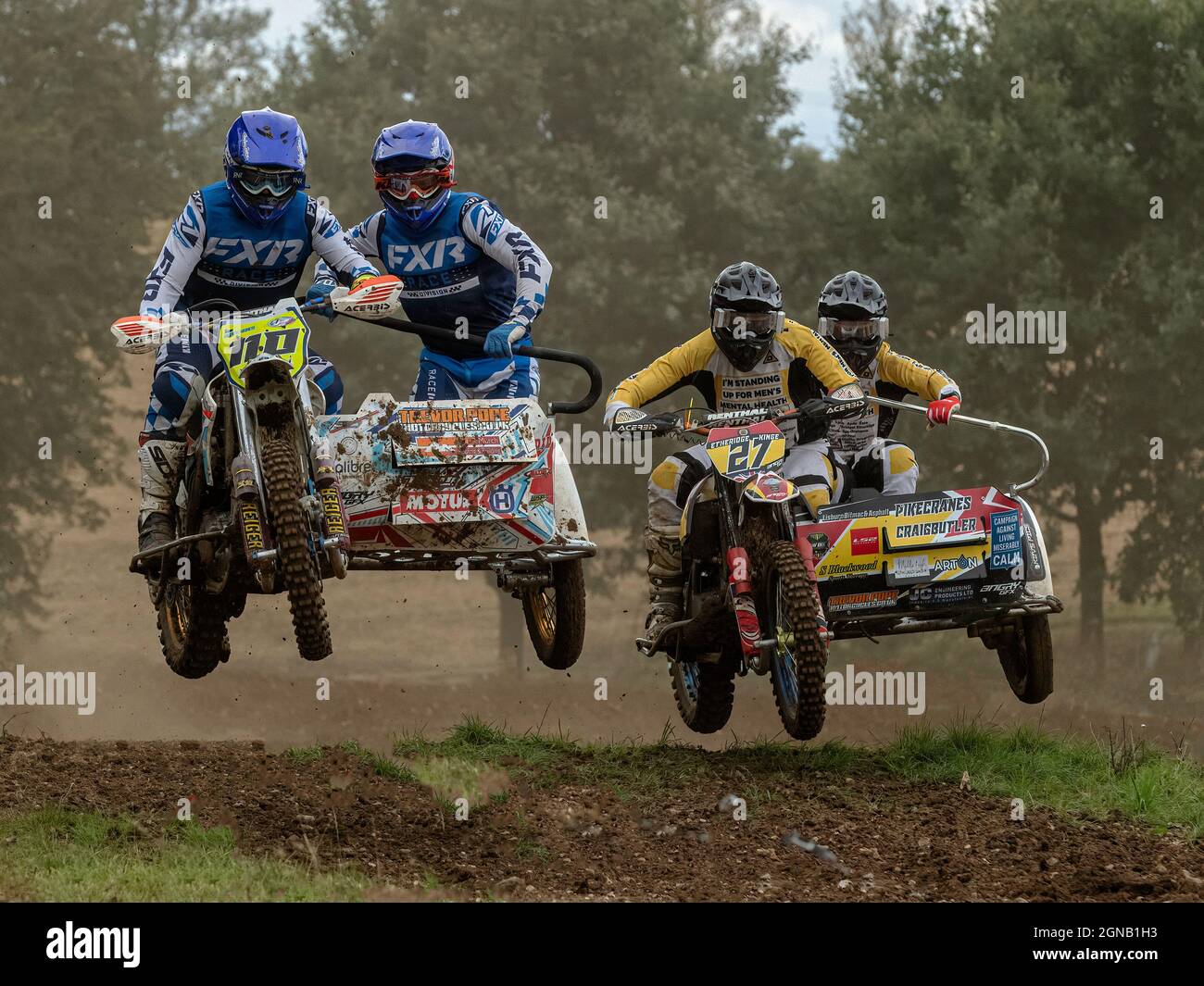 Seitenwagen beim Wakes Colne Motocross Stockfoto