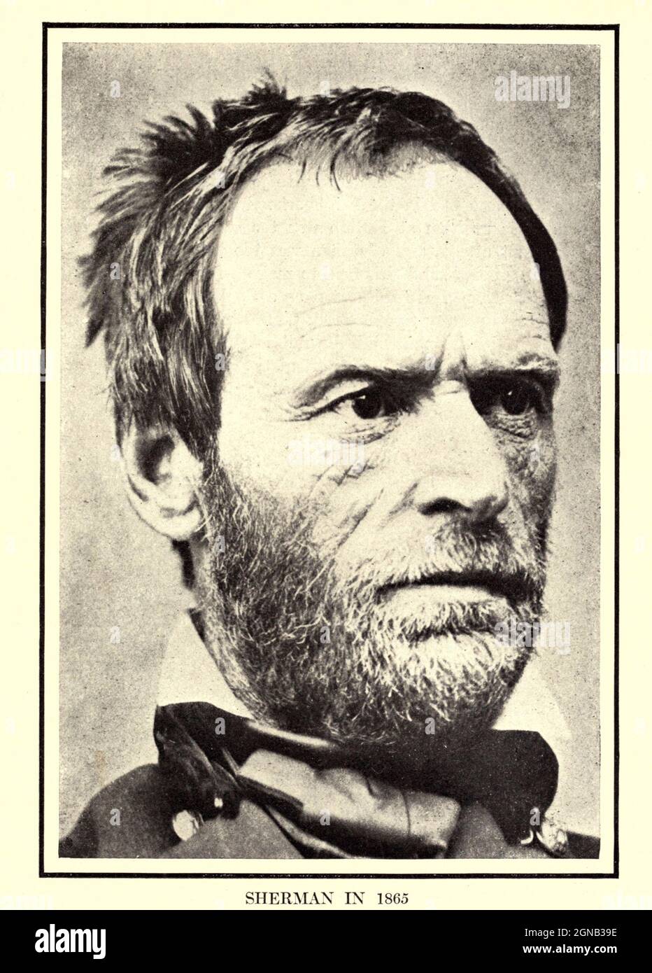 Porträt von William Tecumseh Sherman (8. Februar 1820 – 14. Februar 1891) war ein amerikanischer Soldat, Geschäftsmann, Pädagoge und Autor. Während des amerikanischen Bürgerkrieges (1861–1865) diente er als General in der Union Army, Anerkennung für sein Kommando über militärische Strategie sowie Kritik an der Härte der verbrannten Erde Politik, die er gegen die konföderierten Staaten umgesetzt. Aus dem Buch "der Bürgerkrieg durch die Kamera" Hunderte von lebendigen Fotos tatsächlich in Bürgerkriegszeiten aufgenommen, Sechzehn Reproduktionen in Farbe berühmter Kriegsbilder. Die neue Textgeschichte von Hen Stockfoto