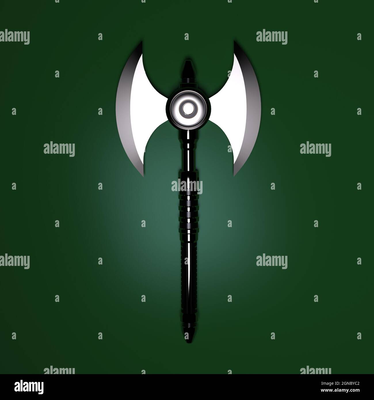 3d-Illustration einer Fantasy-Axtwaffe Stockfoto