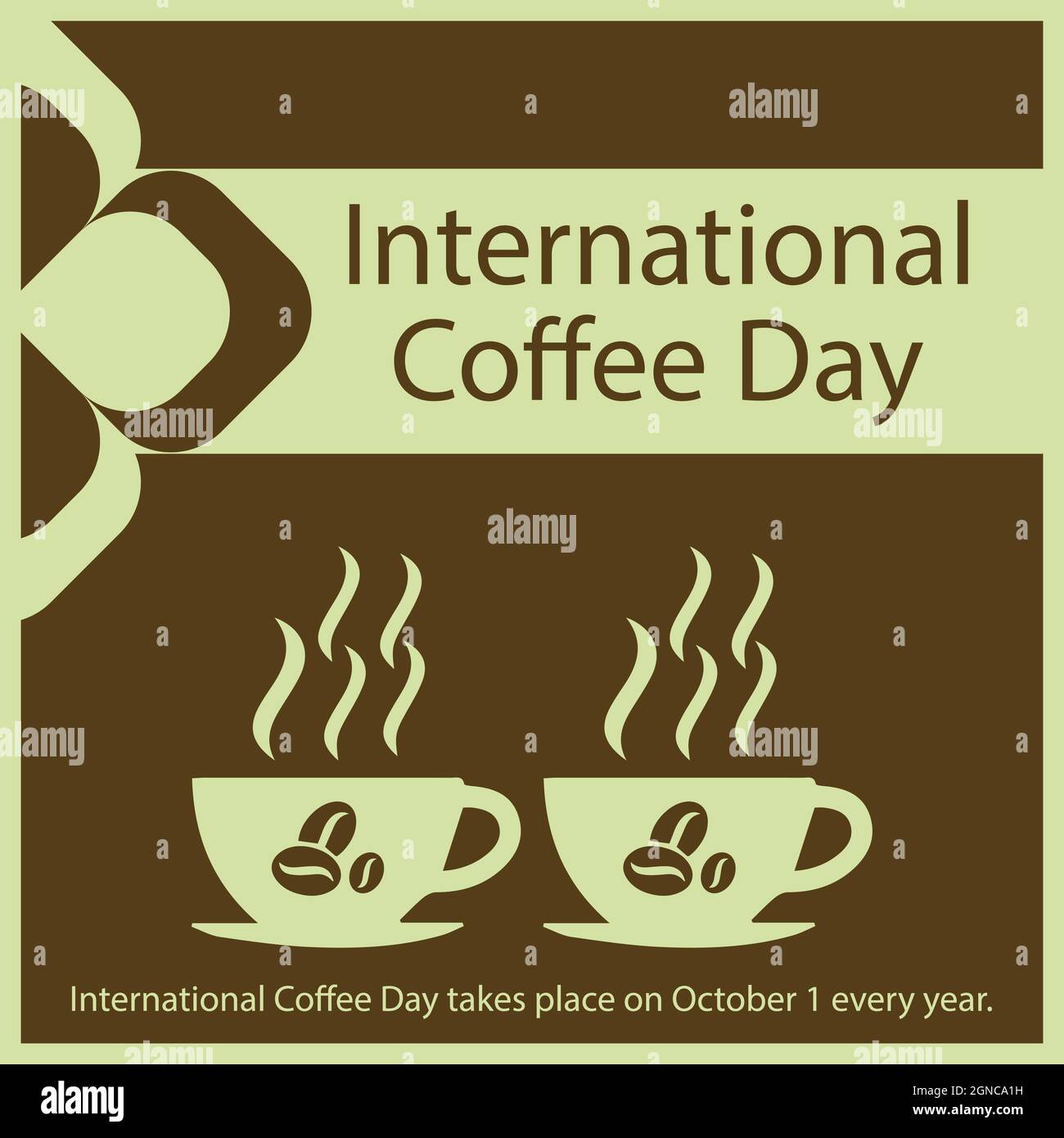 Der Internationale Kaffeetag findet jedes Jahr am 1. Oktober statt. Stock Vektor