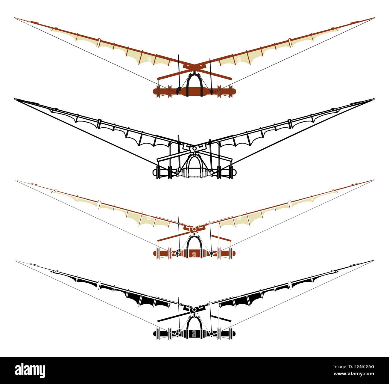 Flugmaschine von Da Vinci in der Vorderansicht Stock Vektor