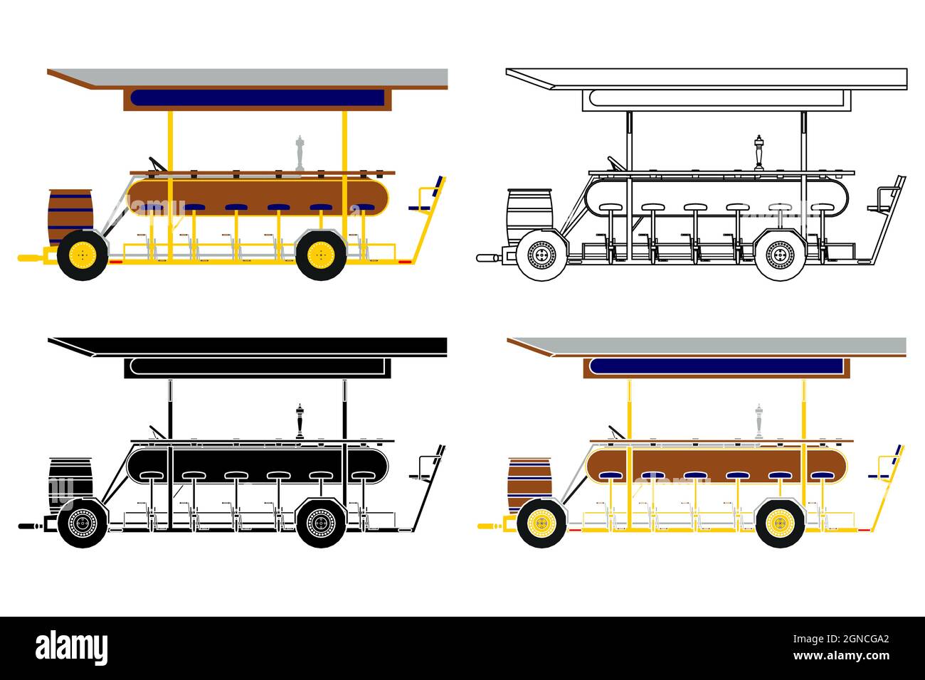 „Pedal Pub“-Party-Symbol in Farbe Stock Vektor
