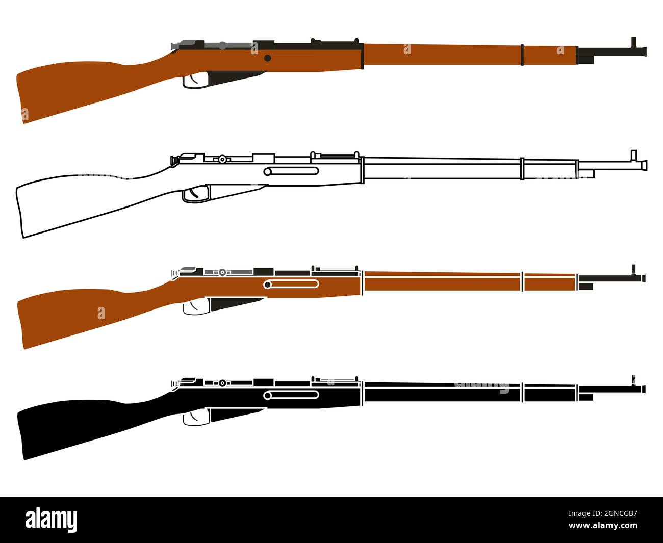 Berühmte Gewehr Waffe WWII, URSS Stock Vektor