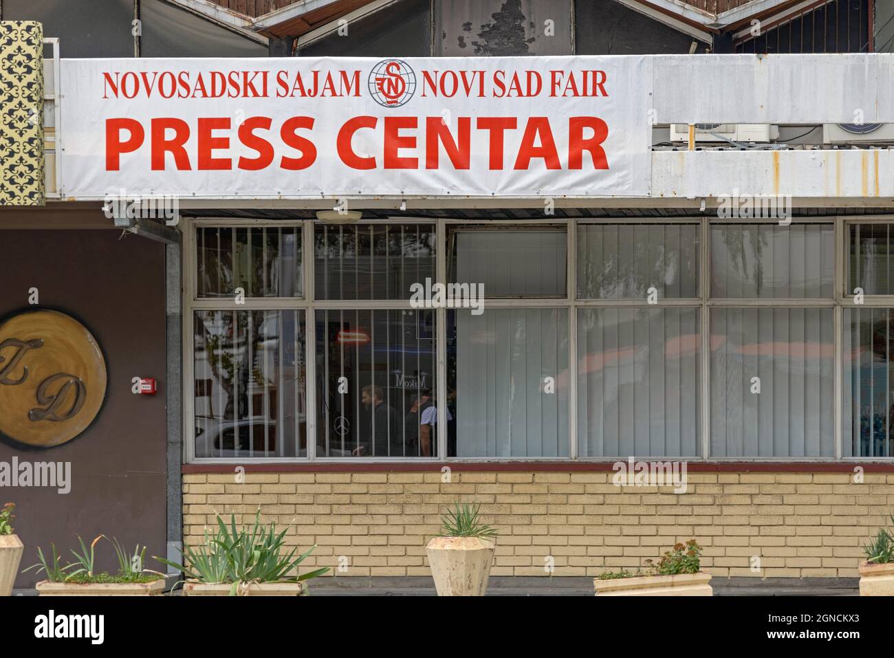 Novi Sad, Serbien - 21. September 2021: Pressezentrum auf der Landwirtschaftsmesse Expo. Stockfoto