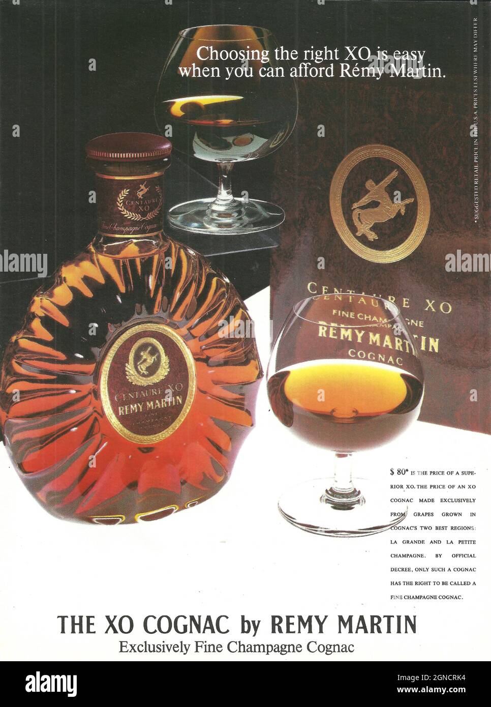 Remy Martin Cognac XO Cognac Vintage-Werbeanzeigenwerbung der 1970er-Jahre in den 1980er-Jahren Stockfoto