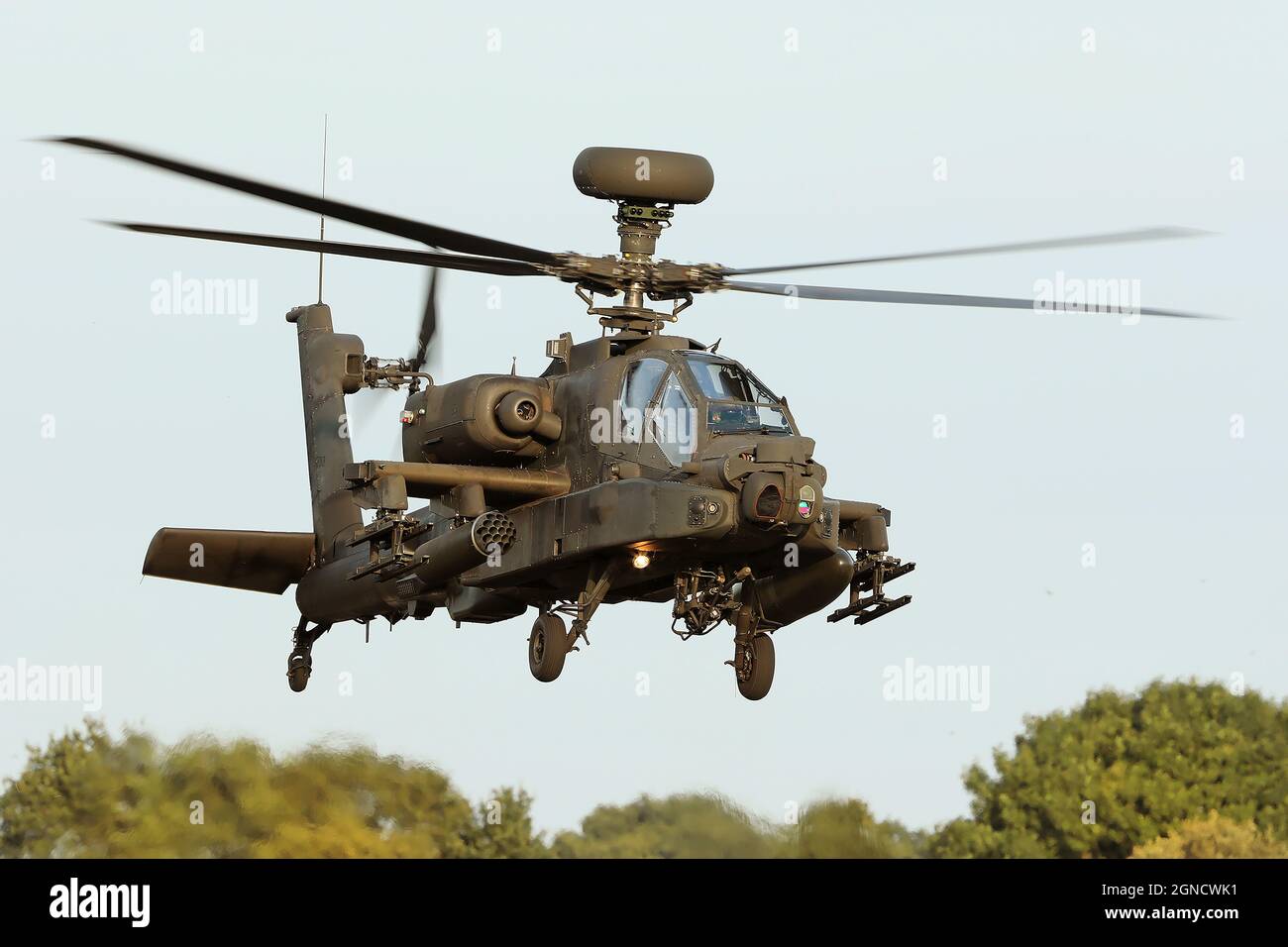 Boeing AH-64D Apache Longbow-Angriffshubschrauber des British Army Air Corps - Hulver Airfield, Hulver, UK, Nachrichten - 22. September 2021 Stockfoto