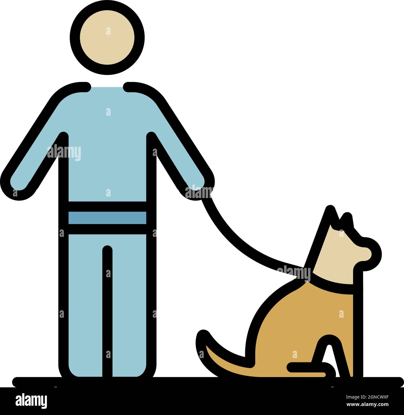Mann, der Hund läuft. Umriss Mann zu Fuß Hund Vektor-Symbol Farbe flach  isoliert Stock-Vektorgrafik - Alamy
