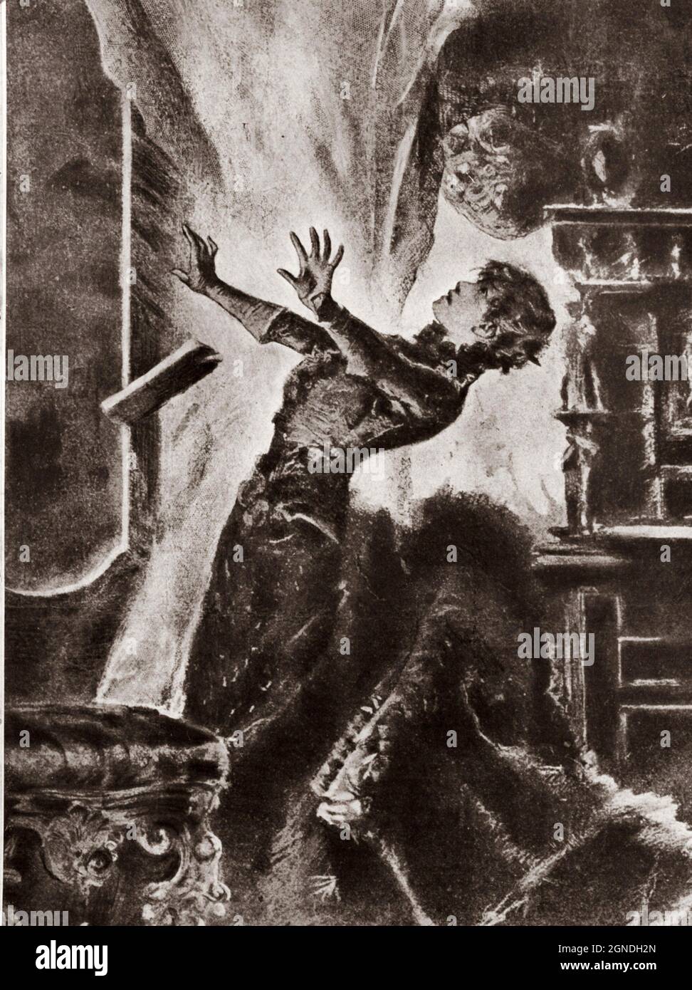 1885 , ITALIEN : die berühmteste italienische Schauspielerin ELEONORA DUSE ( 1858 - 1924 ) in LA MOGLIE DI CLAUDIO von Alexandre Dumas , Porträt von Aristide Sartorio . - THEATER - TEATRO - DANNUNZIO - D'ANNUNZIO - divina - attrice teatrale - ritratto - THEATER ---- Archivio GBB Stockfoto