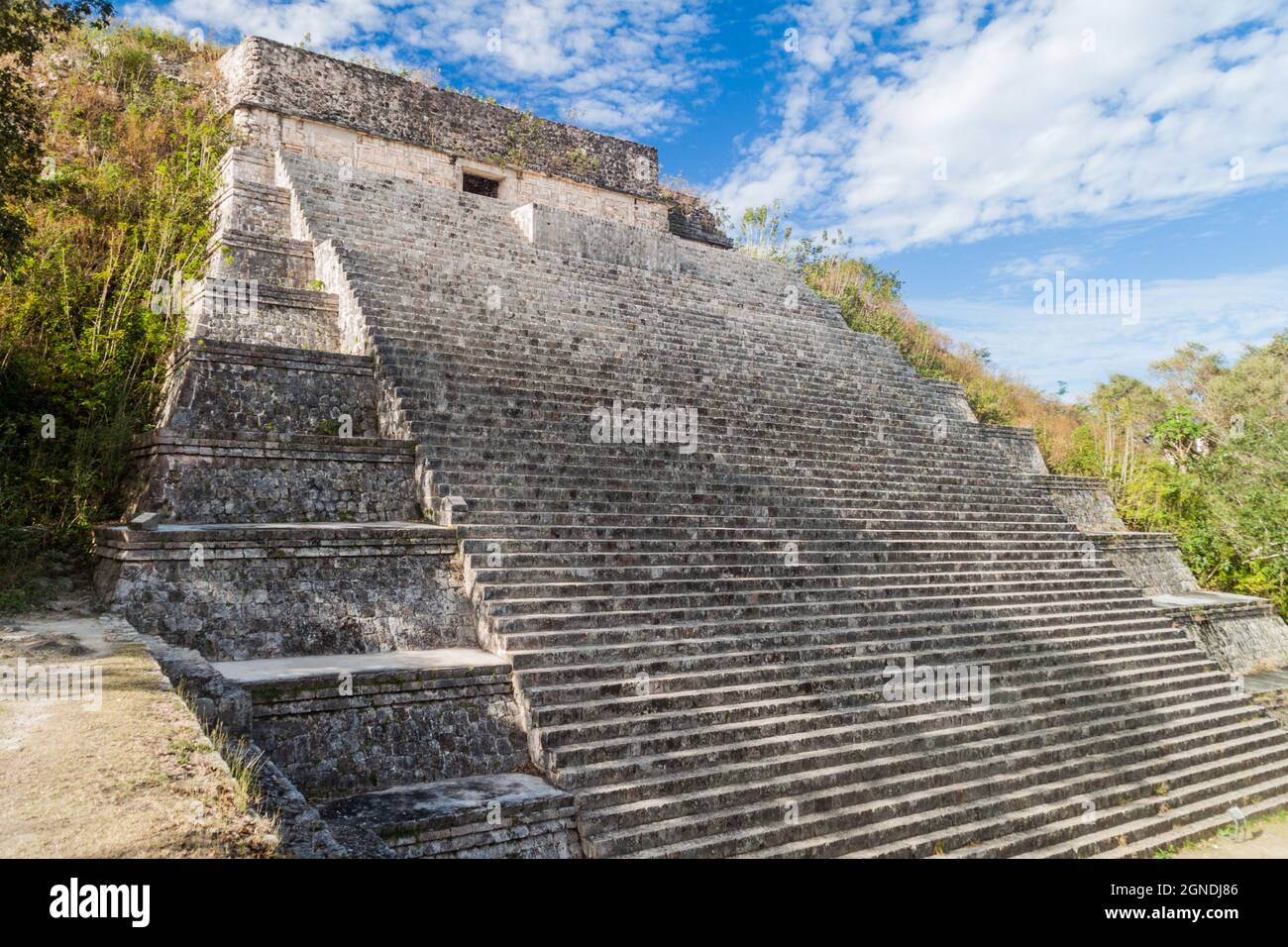 Große Pyramide in der alten Maya-Stadt Uxmal, Mexiko Stockfoto